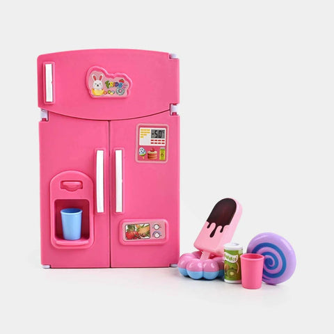 New Fun Mini Fridge Refrigerator Toy Set For Kids 3 Years - Pink
