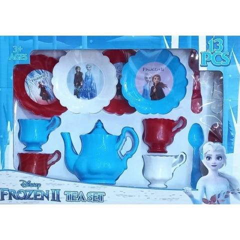 Disney Frozen Tea Party Set Bundle ~ 13 Piece Tea Set with Frozen Tea Cups, Saucers, and Tea Kettle Plus Stickers (Frozen Teapot Sets for Girls)