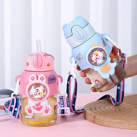 Cute Cartoon Water Bottle - 600ML Kids Sippy Drink Bottle