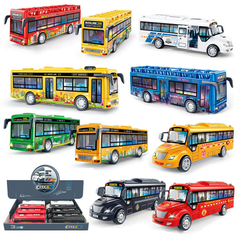 Yellow LED Light Inertial School Bus Toy Car