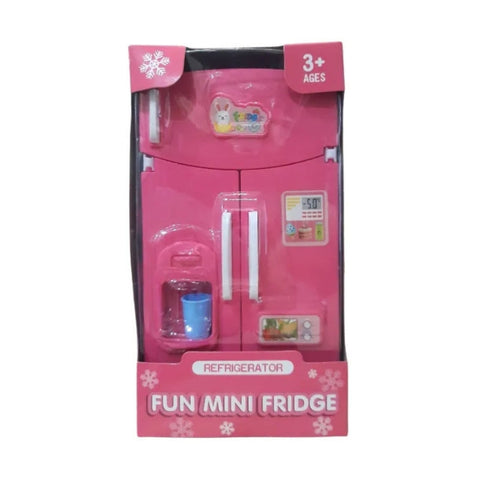 New Fun Mini Fridge Refrigerator Toy Set For Kids 3 Years - Pink