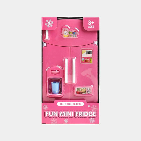 New Fun Mini Fridge Refrigerator Toy Set For Kids 3 Years - Pink