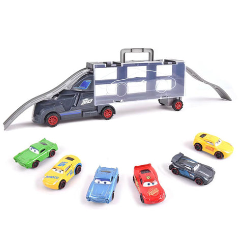 Kids Alloy Car Toys Diecast Set Pretend Play Tralier Vehicle Sliding Car Toy Set