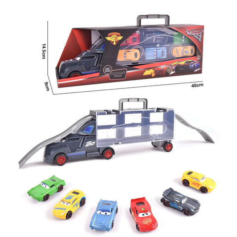 Kids Alloy Car Toys Diecast Set Pretend Play Tralier Vehicle Sliding Car Toy Set