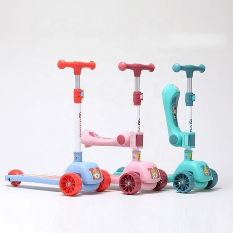 2-in-1 Kids 3-Wheel Luminous Kick Scooter