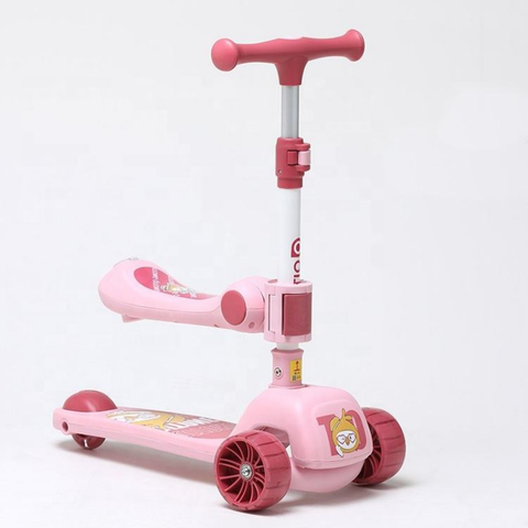 2-in-1 Kids 3-Wheel Luminous Kick Scooter