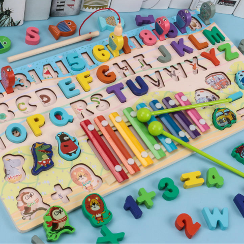 Six-In-One Shape Pairing Number Matching Board Mathematics