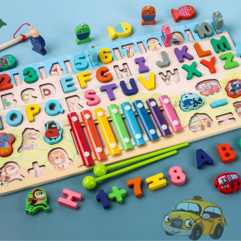 Six-In-One Shape Pairing Number Matching Board Mathematics