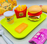 Pretend Play Fast Food Set, Play Food for Kids Kitchen - Play Kitchen Accessories - Toy Foods with Play Burger and Hot Dog Plastic Food for Pretend Play, Kids Toddler Childrens Birthday Gifts